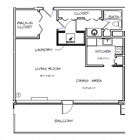 a floor plan of a house with a bedroom and a living room